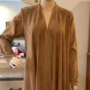 Reba Suede Draped Front Studded Jacket Size M